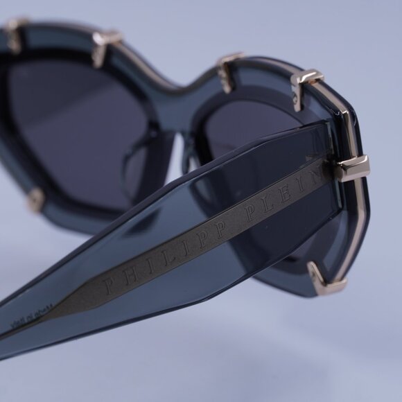 Philipp Plein SPP099V Supreme Star 0819 Sunglasses Grey/Gold Cat Eye Frame - Picture 5 of 10